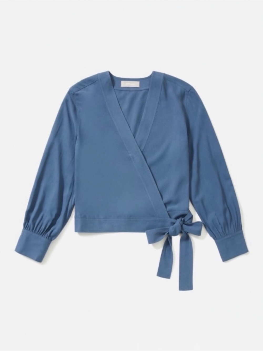 EVERLANE • The Washable Silk Wrap Top in Blue
